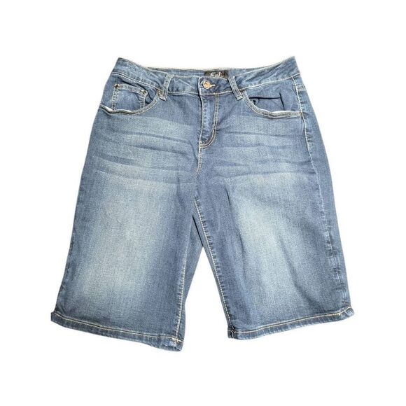 Earl Jean Bermuda Shorts Denim Blue Flat Front Pockets Workwear Women's Size 10 - Picture 1 of 4